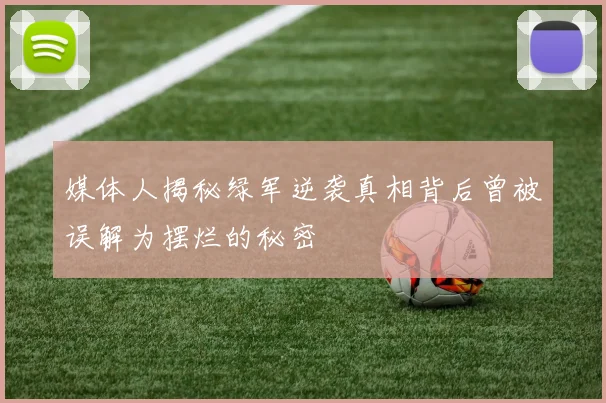 媒体人揭秘绿军逆袭真相背后曾被误解为摆烂的秘密